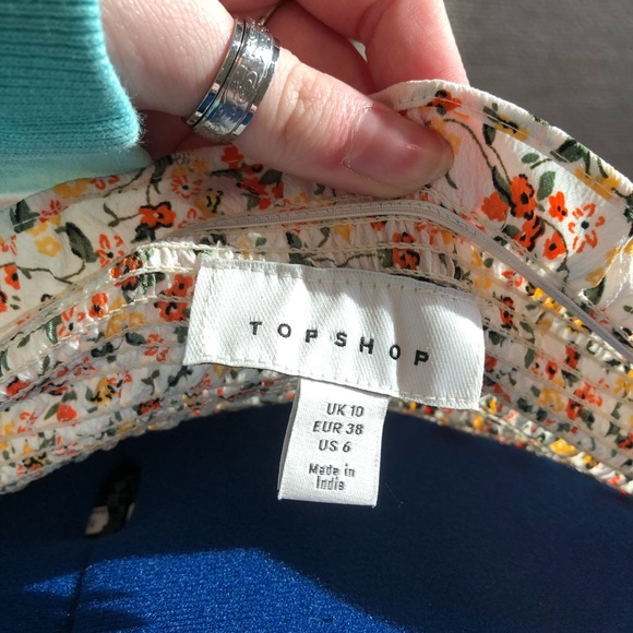 Topshop floral ruched off-the-shoulder dress barely worn - Picture 5 of 5
